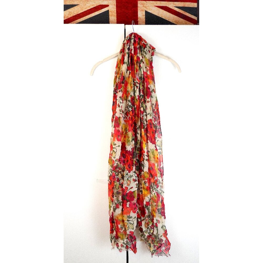 Semi-Sheer Floral Scarf